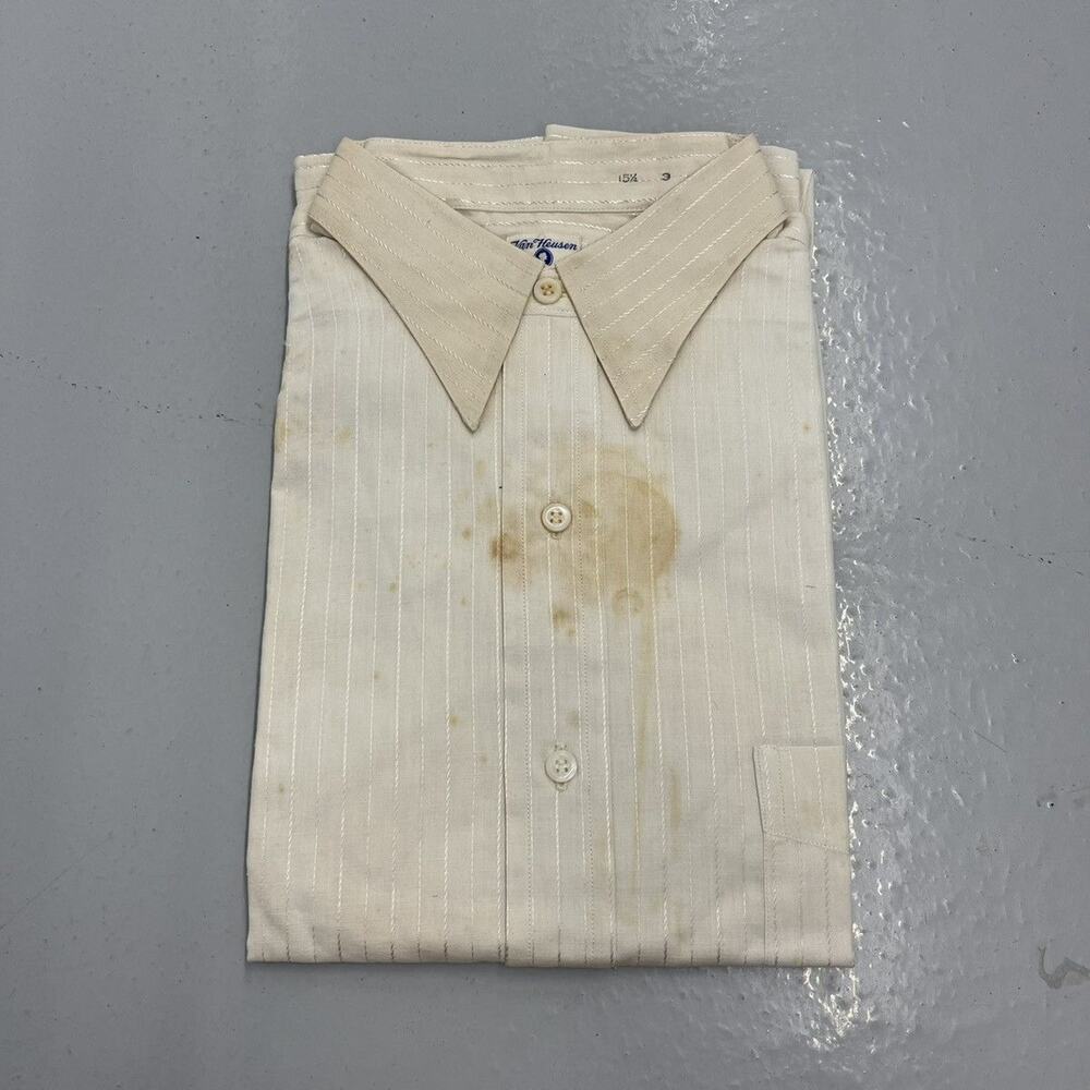 NOS Vintage 50s Van Heusen White Cotton Striped Shirt